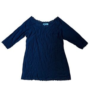 Vintage Black Floral Lace Sleepwear Lingerie 3/4 Sleeve Plus Size 22/24W